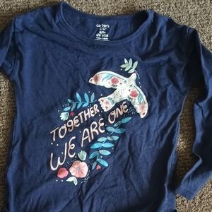 Carter's Navy Blue Long Sleeve Tee with Floral Bird Design